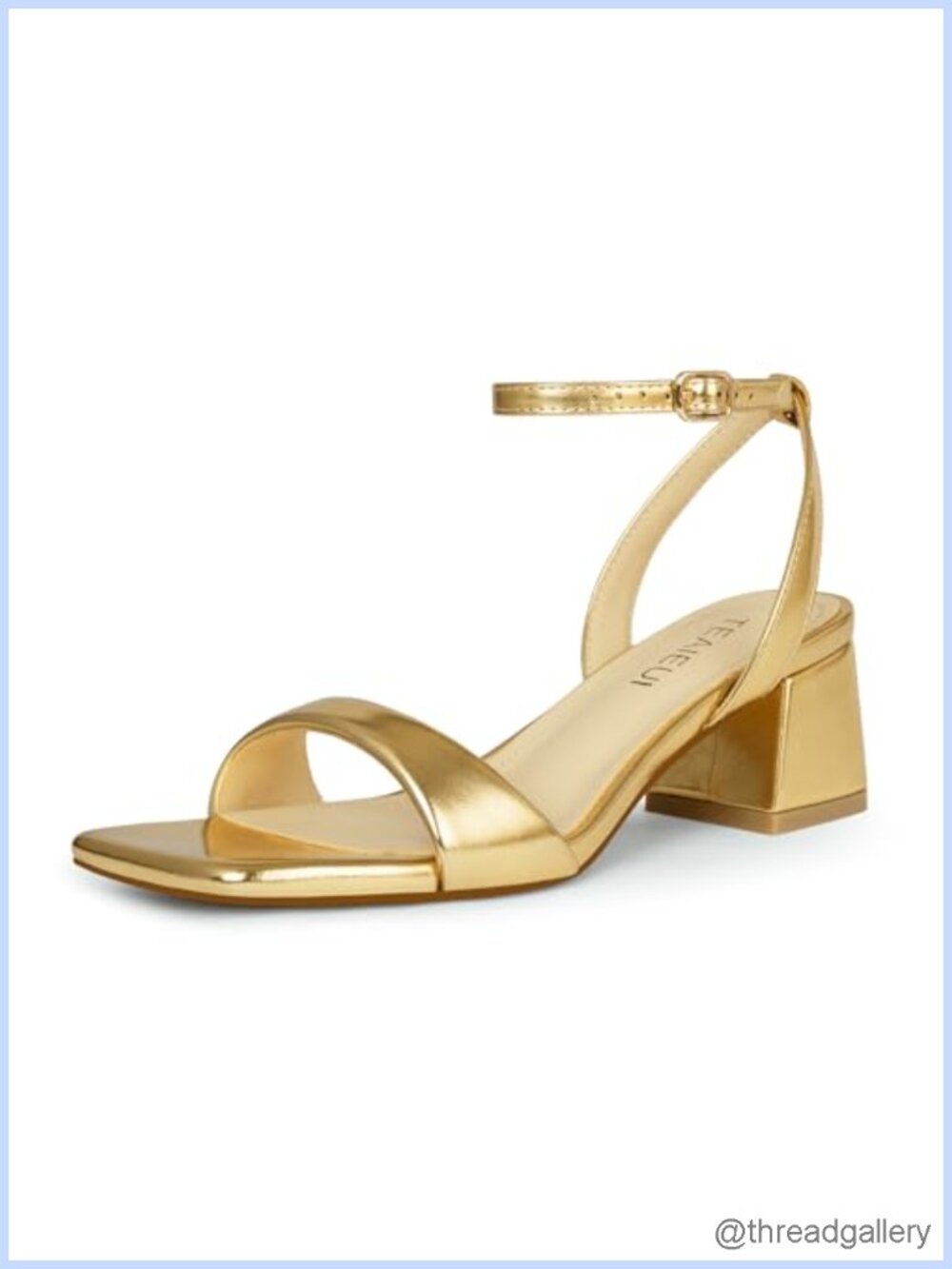 Faux Leather Block Heel Sandals Square Open Toe Ankle Strap Women Dress Heels